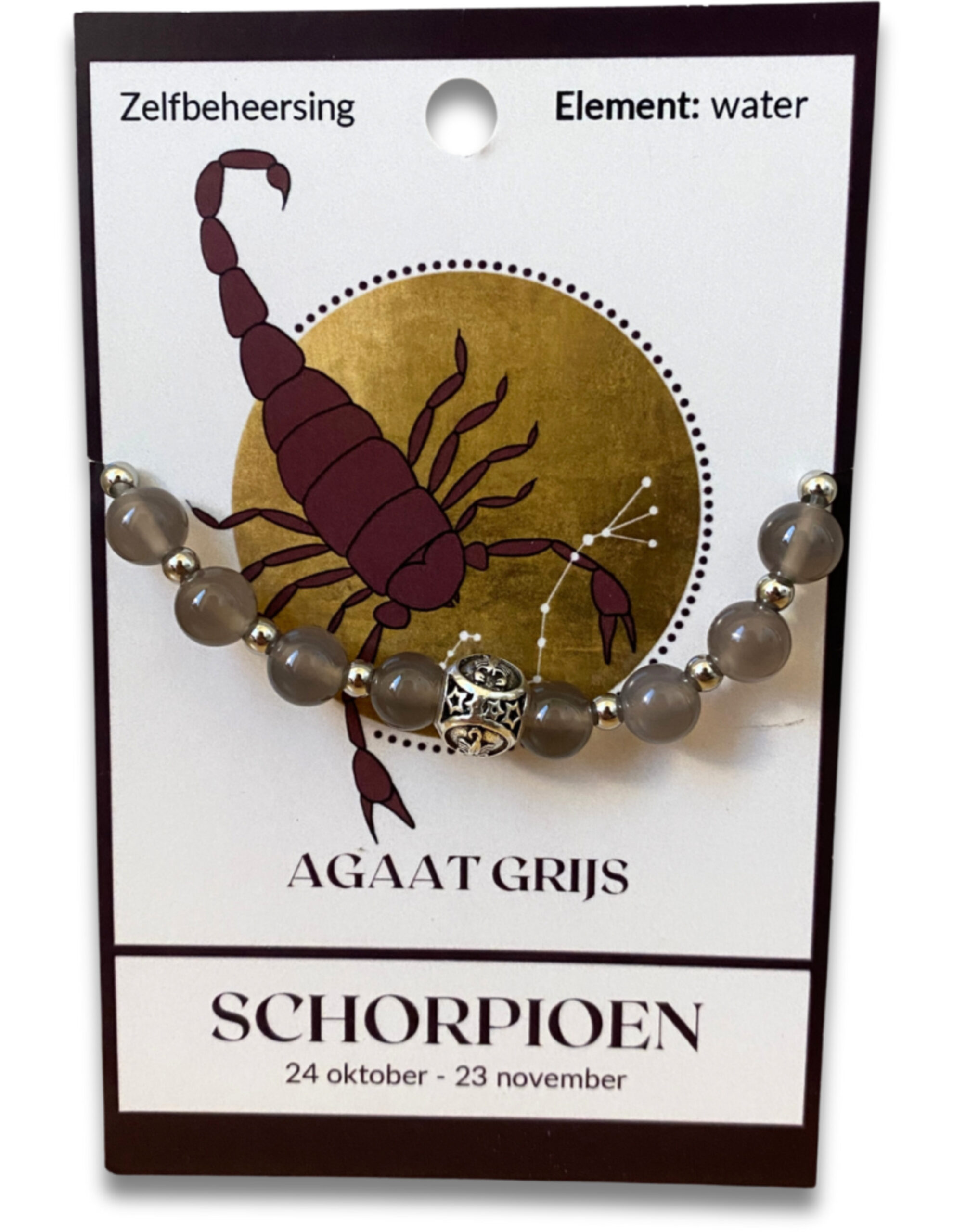 Agate gray zodiac bracelet - Scorpio