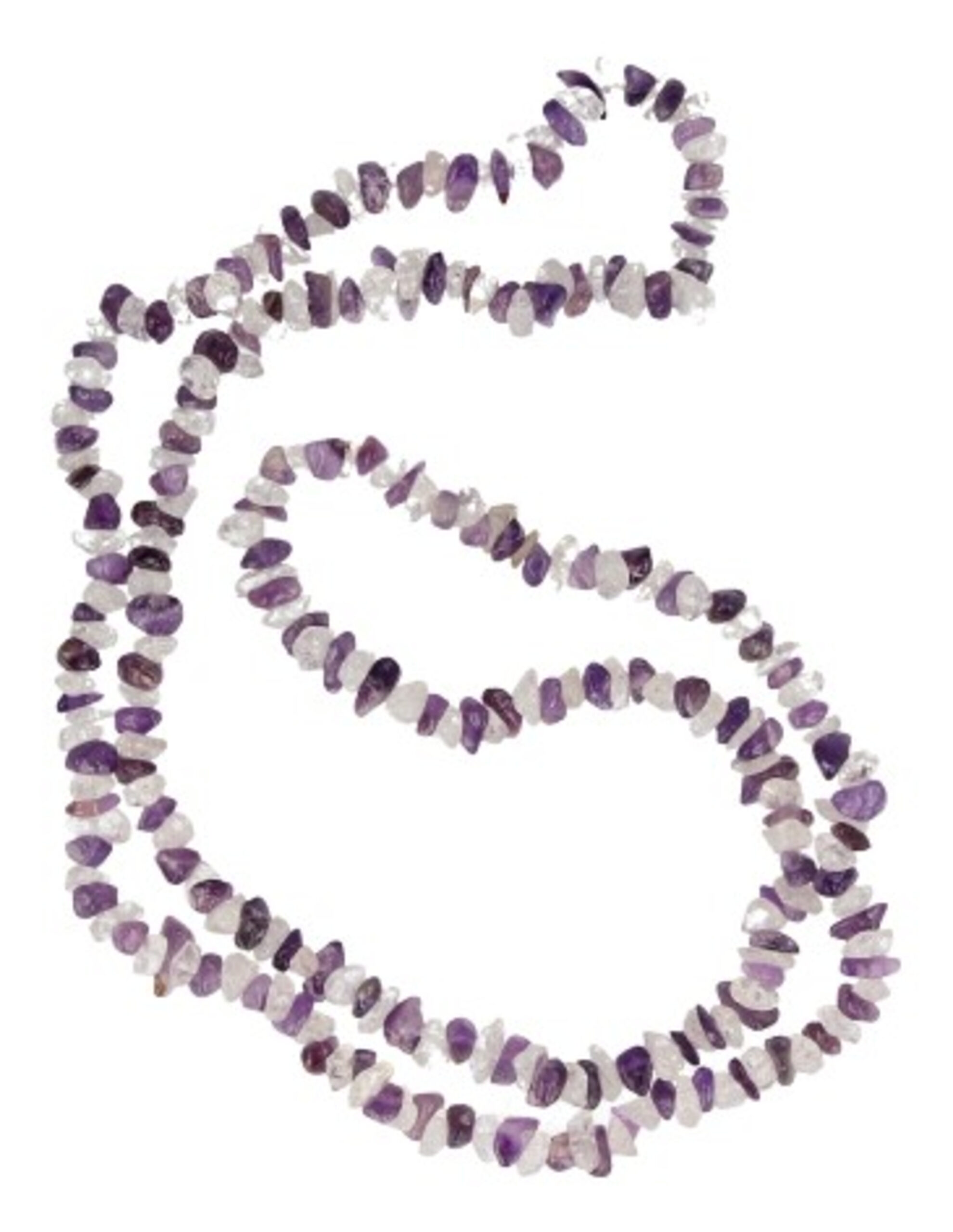 Amethist / Bergkristal splitketting lang