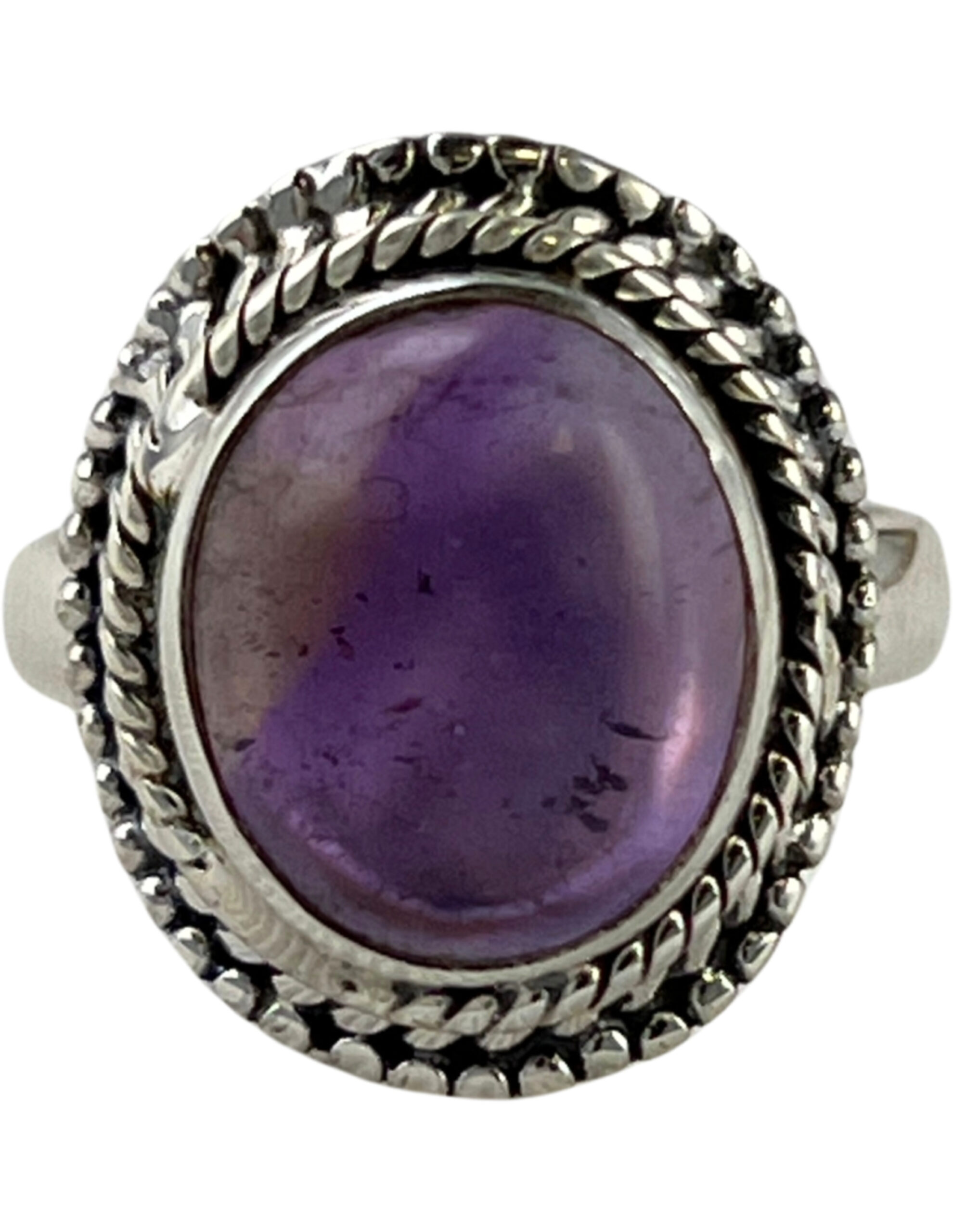 Amethyst ring boho silver no.02 - size 16