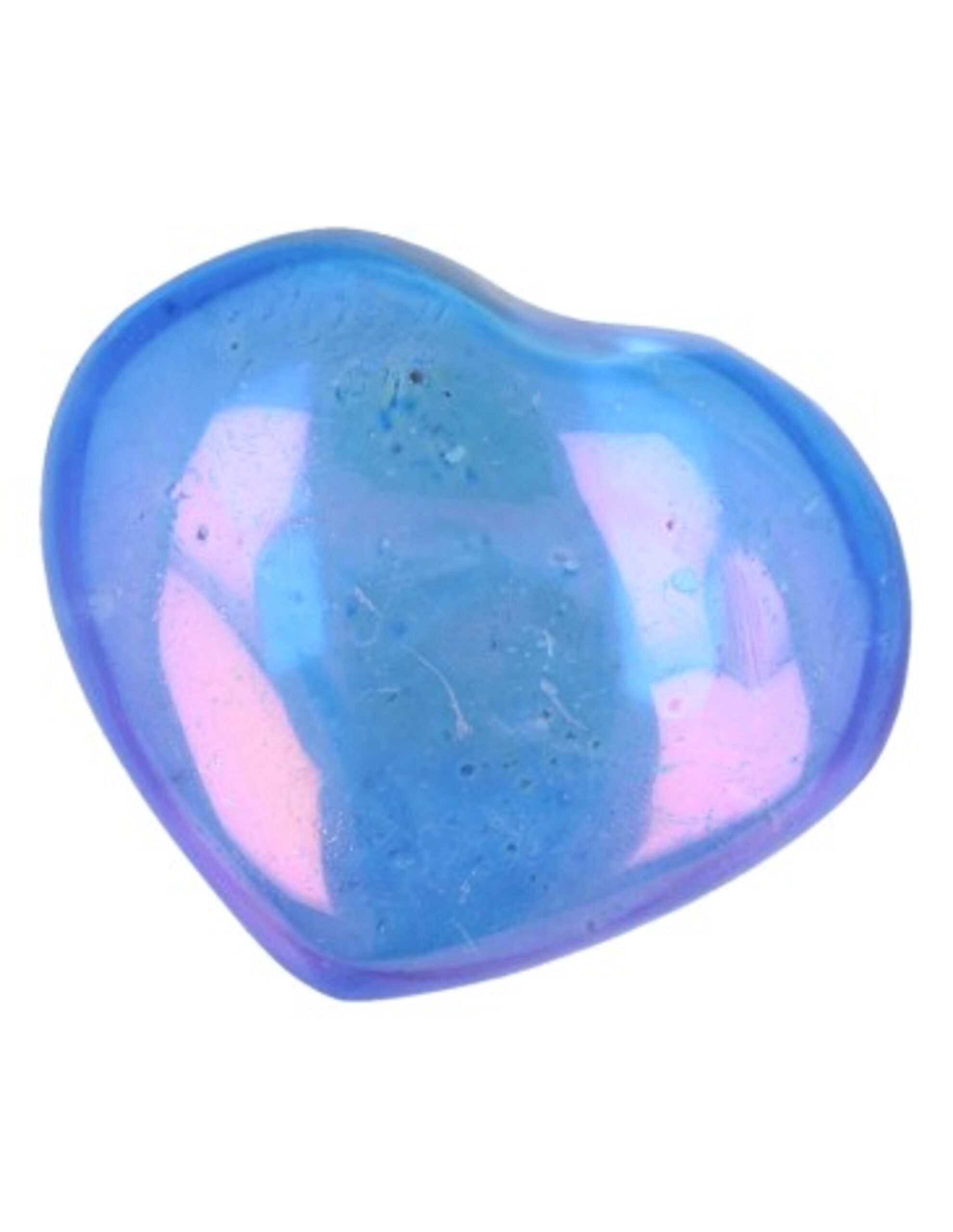 Aqua Aura gemstone heart 40 mm dark (coated)