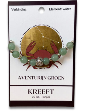 Aventurijn groen sterrenbeeld armband - Kreeft