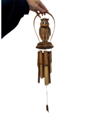 Bamboo wind chime with owl