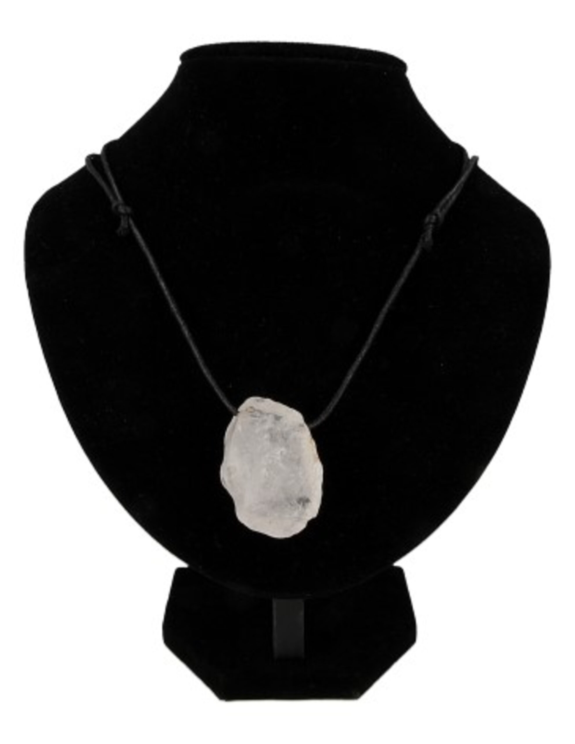 Rock crystal rough pendant on cord