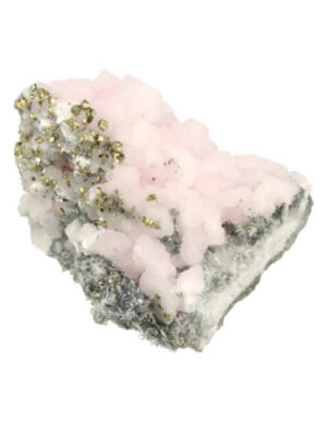 Mangano Calcite, Rock Crystal and Pyrite rough, #128