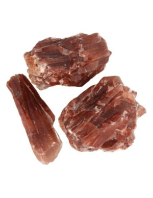 Calciet rood 250 gr. ruwe brokjes