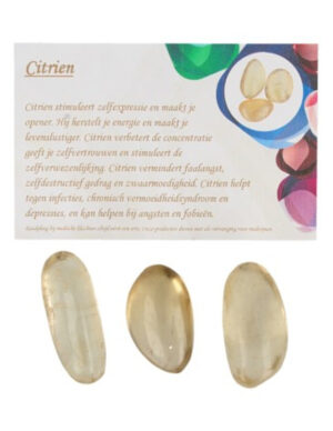 Citrien natuur 50 gr. trommelstenen (mt3) met info