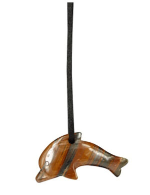 Tiger's eye / Tiger iron dolphin pendant pierced