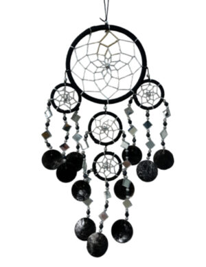 Dromenvanger spiegel-schelp 11 CM - Zwart - Dream Catcher