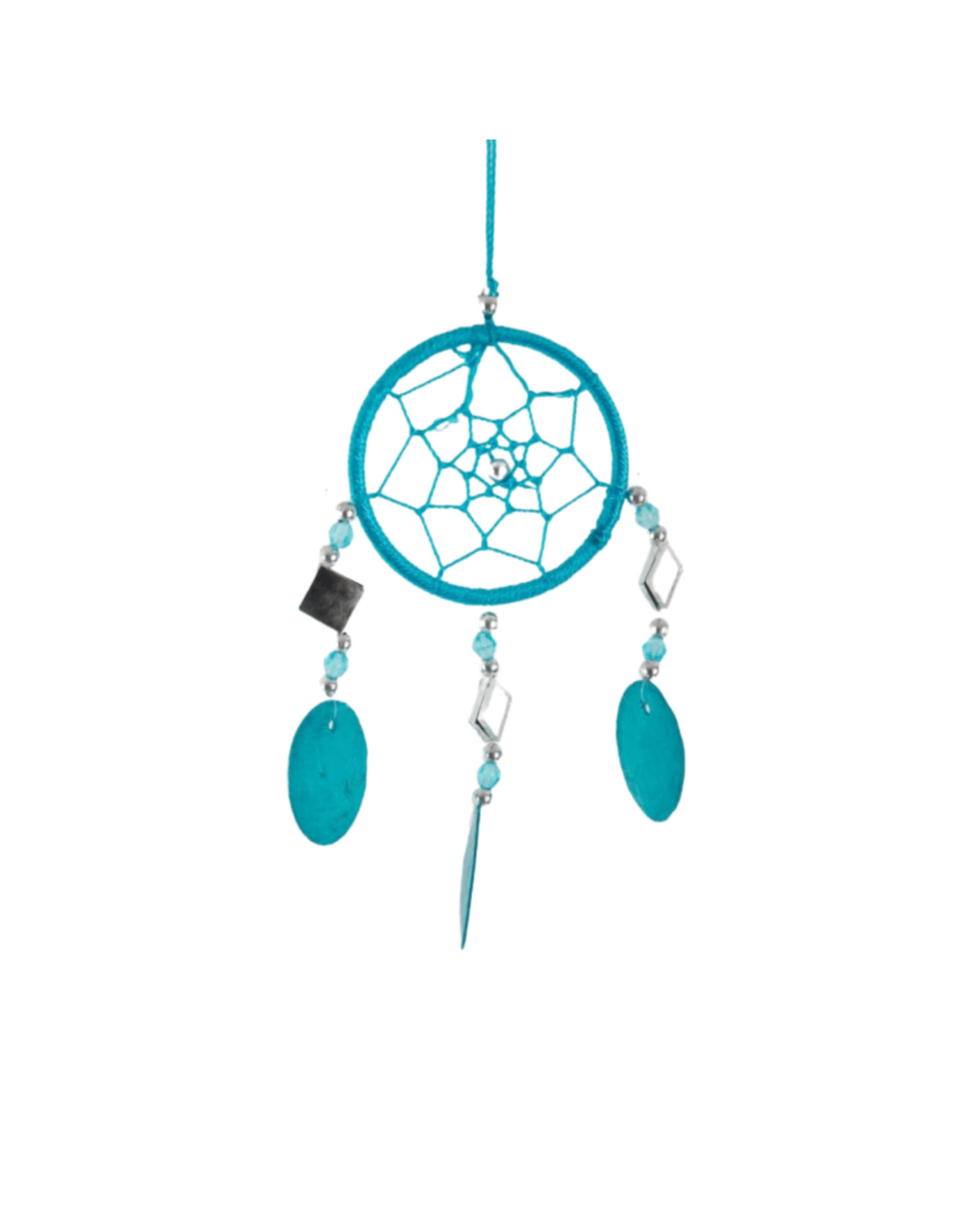 Dromenvanger spiegel schelp turquoise 6cm
