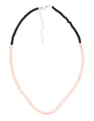 Edelsteen ketting Roze kwarts met zwart
