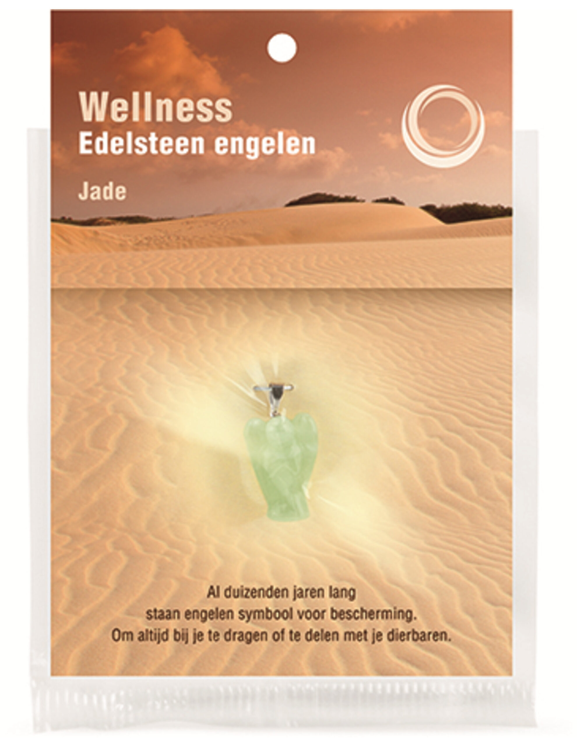 Engelen hanger + kaart Jade Serpentijn