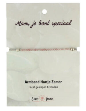 Hartje zomer armband Aardbeienkwarts - Moederdag