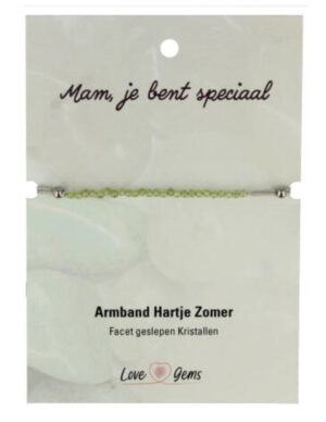 Heart summer bracelet Peridot - Mother's Day