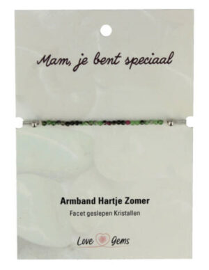 Heart summer bracelet Ruby in Zoisite - Mother's Day