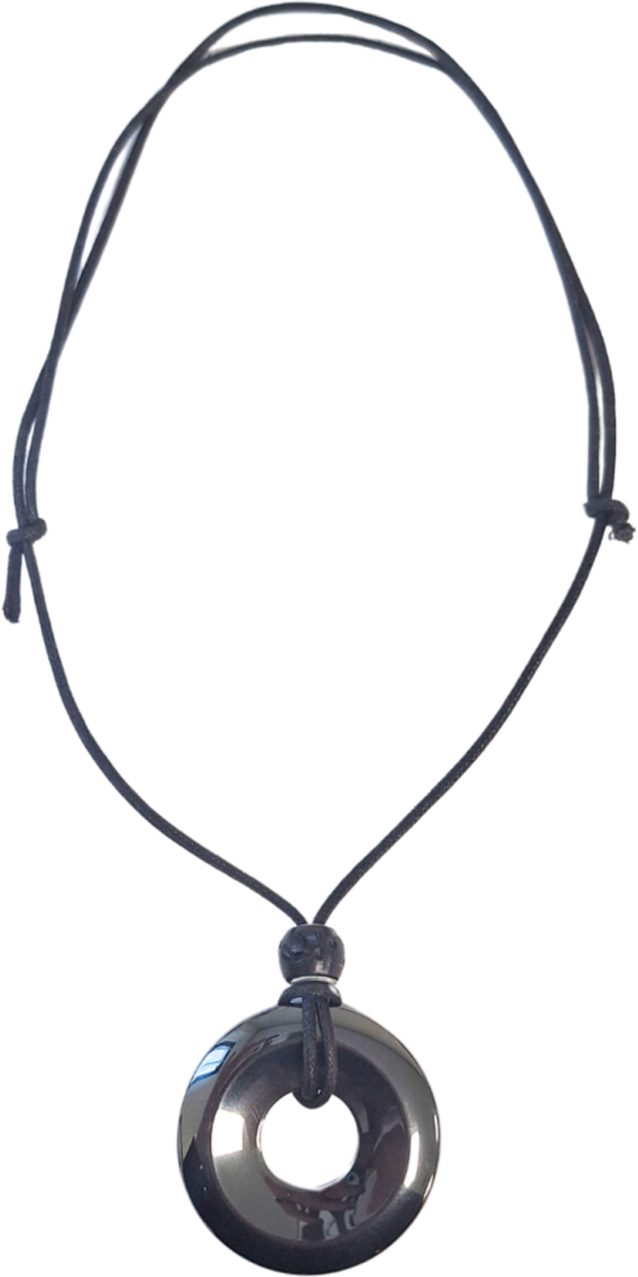 Hematite donut 50 mm on cord
