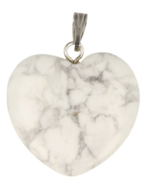 Howlite white heart pendant 20 mm