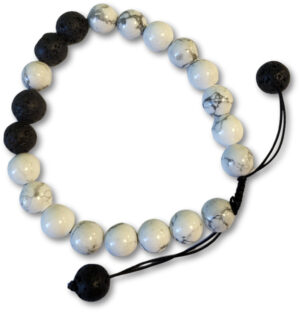 Howliet wit/Lavasteen shamballa armband