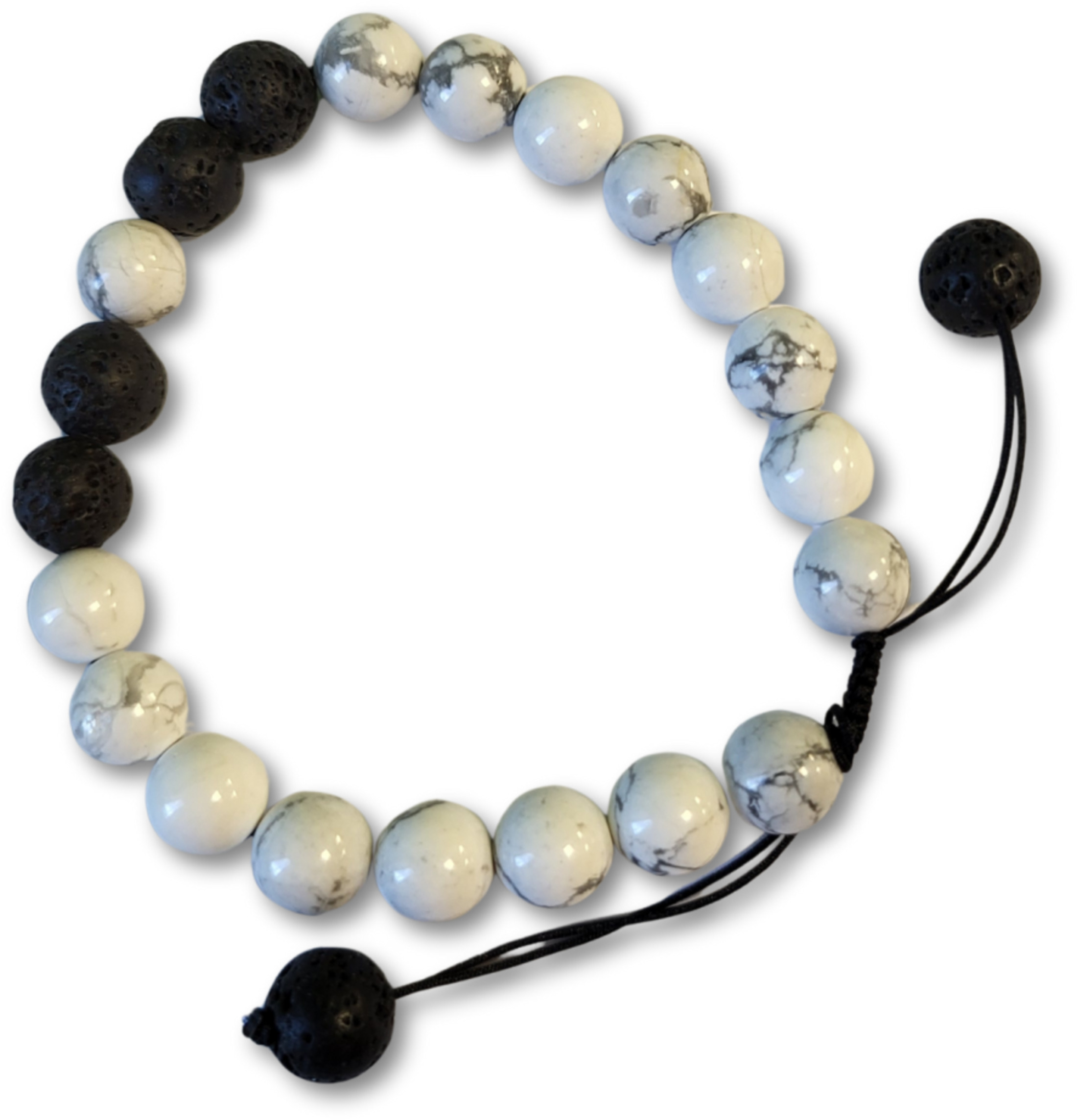 Howliet wit/Lavasteen shamballa armband