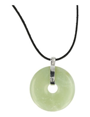Jade Serpentine donut pendant 40 mm on cord
