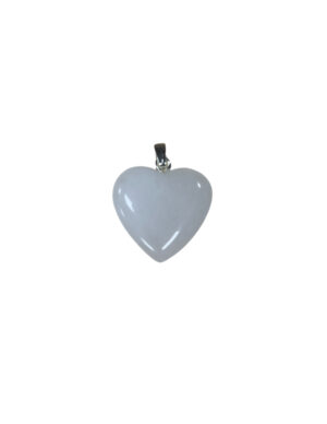Jade white heart pendant 20 mm