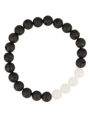 Bead bracelet Lava stone / Jade white