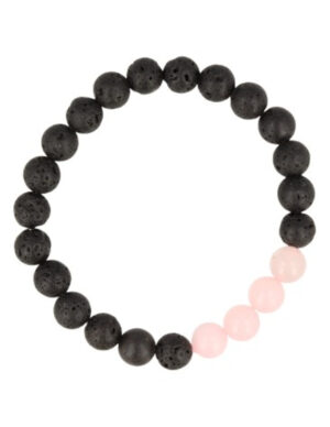 Bead bracelet Lava stone / Rose quartz