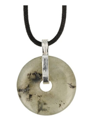 Labradorite donut pendant 30 mm on cord