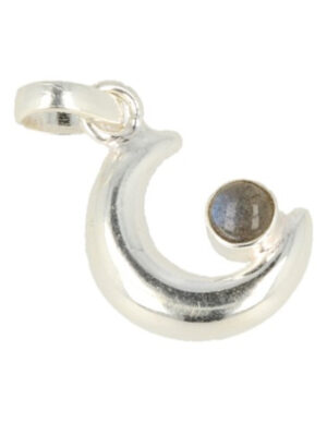 Labradorite Silver Moon Pendant