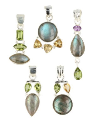 Labradorite Silver Pendant Mix Stones