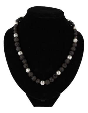 Lavasteen ketting 10 mm met tussenkraal