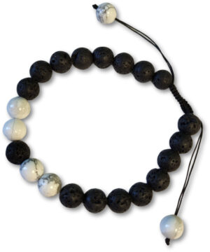 Lavasteen/Howliet wit shamballa armband