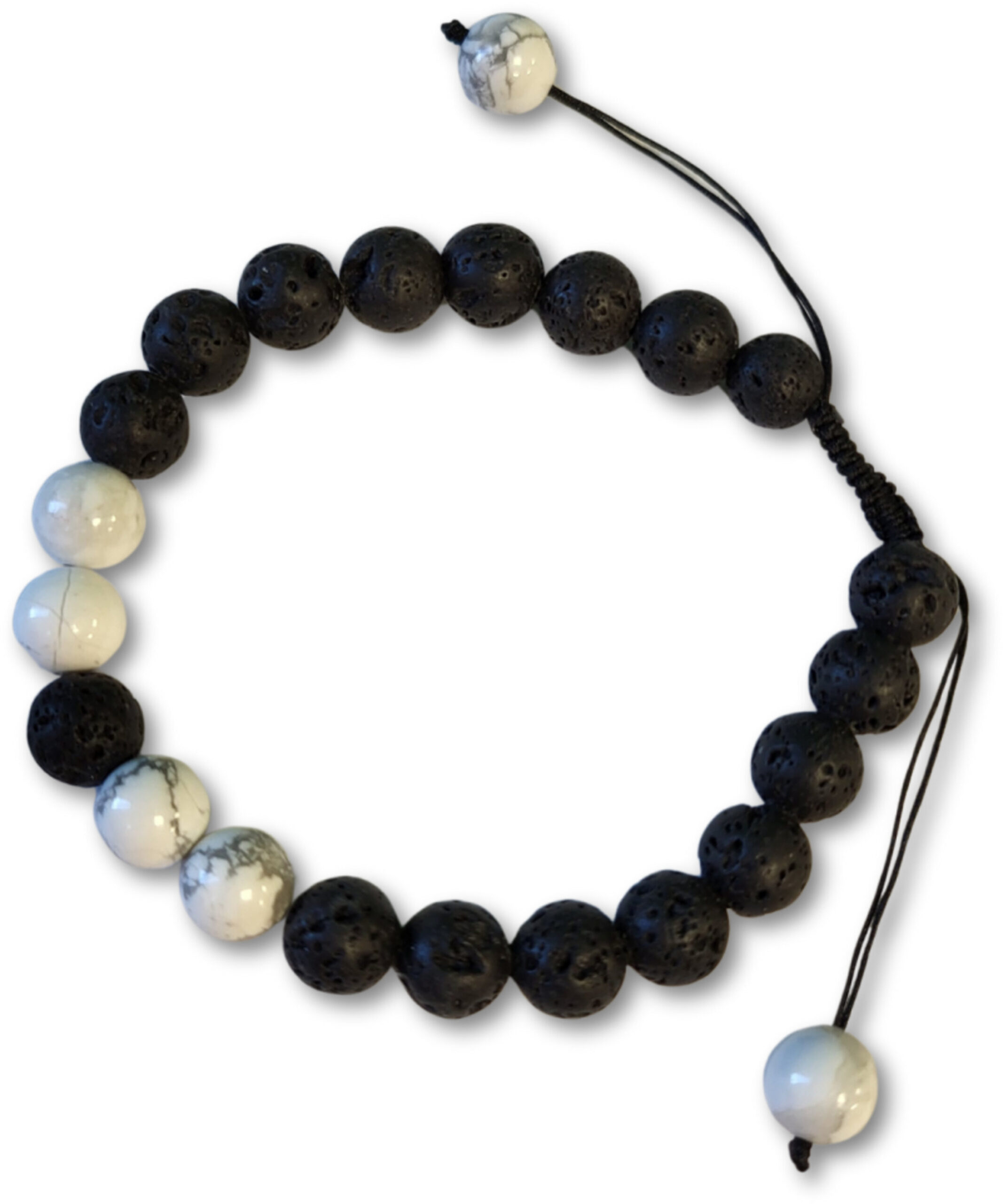 Lavasteen/Howliet wit shamballa armband