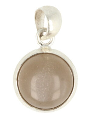 Moonstone gray pendant silver round