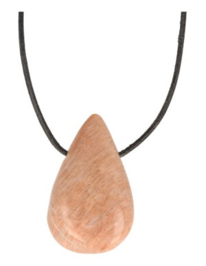 Moonstone orange A quality drop pendant on cord