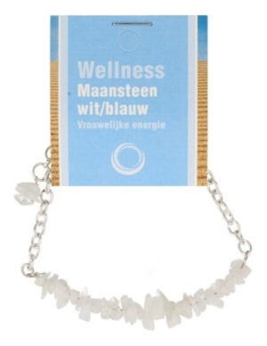 Maansteen regenboog bar armband + kaart