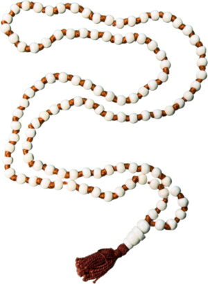 Bone mala white orange knot 50 cm