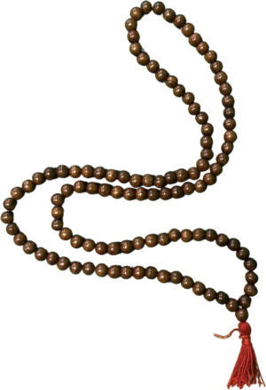 Wood mala brown red tassel 45 cm