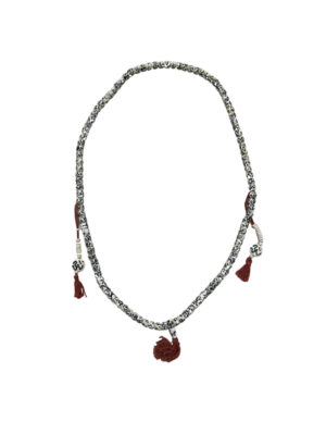 Bone mala necklace white/black 35 cm