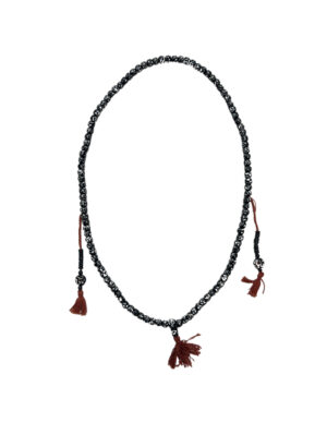 Bone mala necklace black/white ohm 35 cm