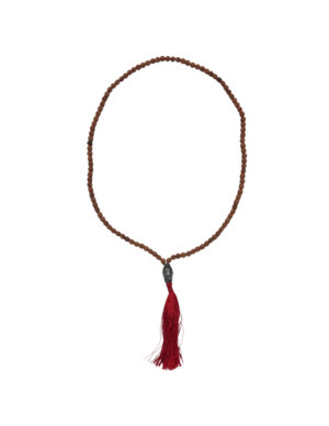 Rhudraksha mala necklace buddha head red tassel 35 cm