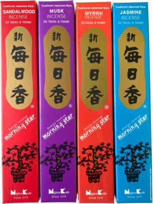 Morning Star - 4-pack wierook stokjes - Jasmijn - Mirre - Musk - Sandalwood