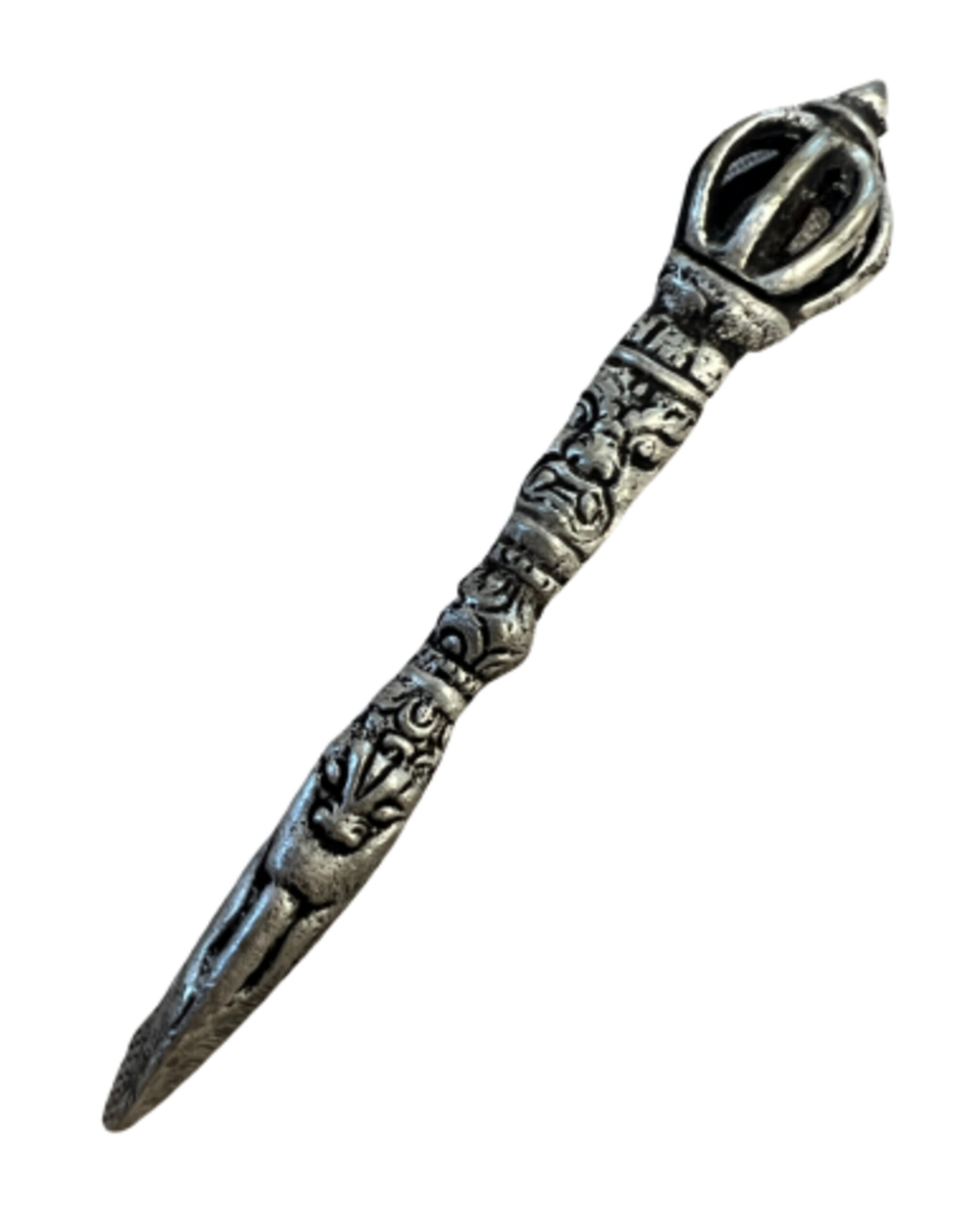 Phurba brass 10.5 cm - silver-plated