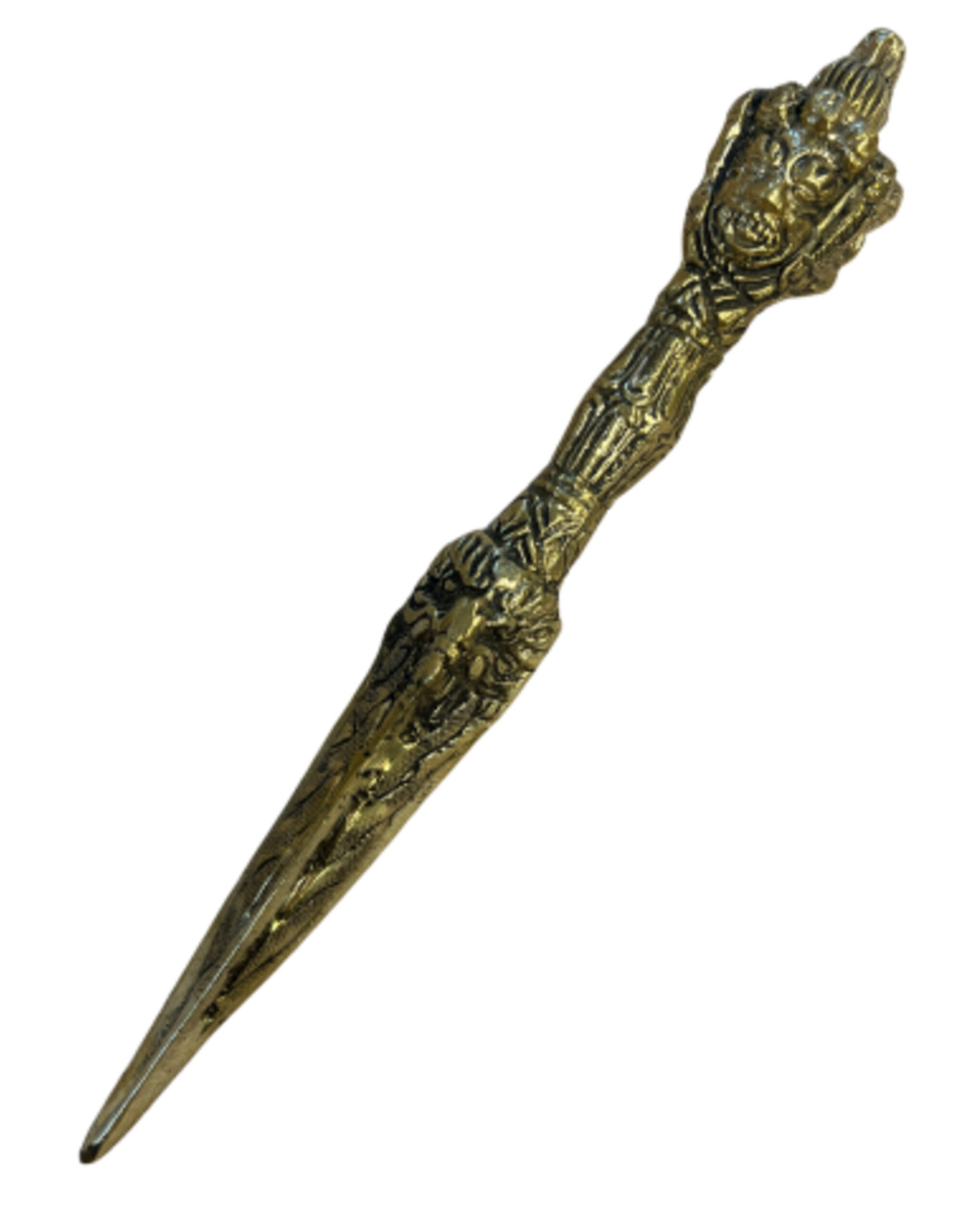 Phurba messing 20,5 cm - verzilverd+verguld
