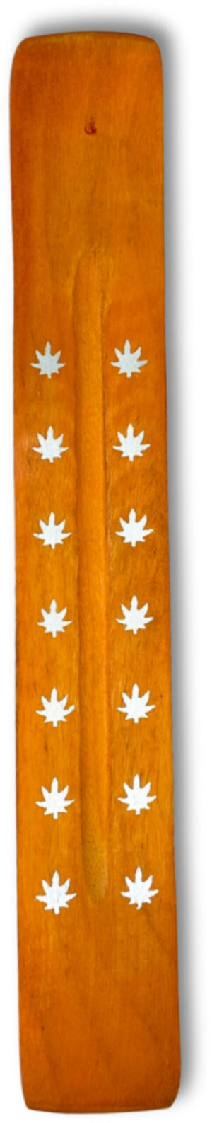 Wooden Tray Leaves-orange - incense holder