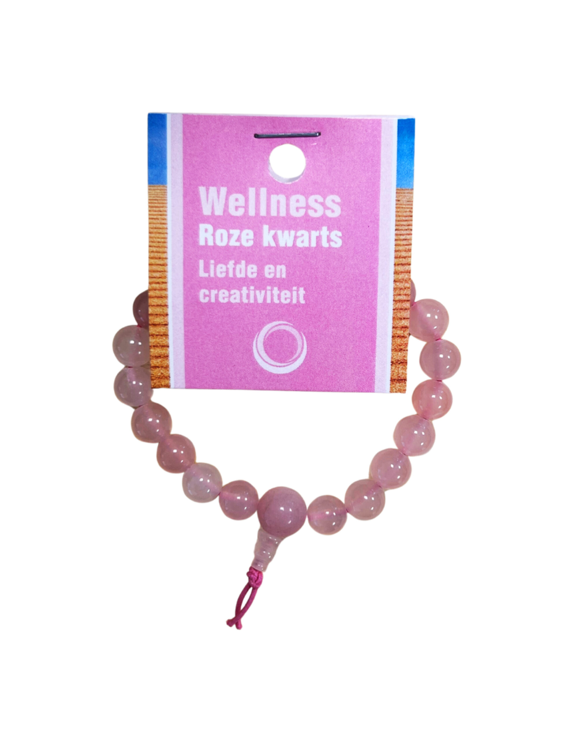 Rozenkwarts powerbead armband + kaart