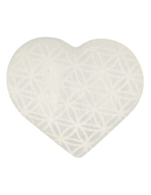 Selenite heart white flower of life