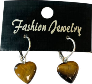 Tijgeroog hartjes oorbellen - fashion jewelry