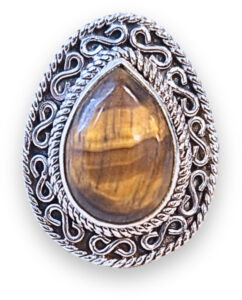 Tijgeroog ring zilver nr.2 - maat 19