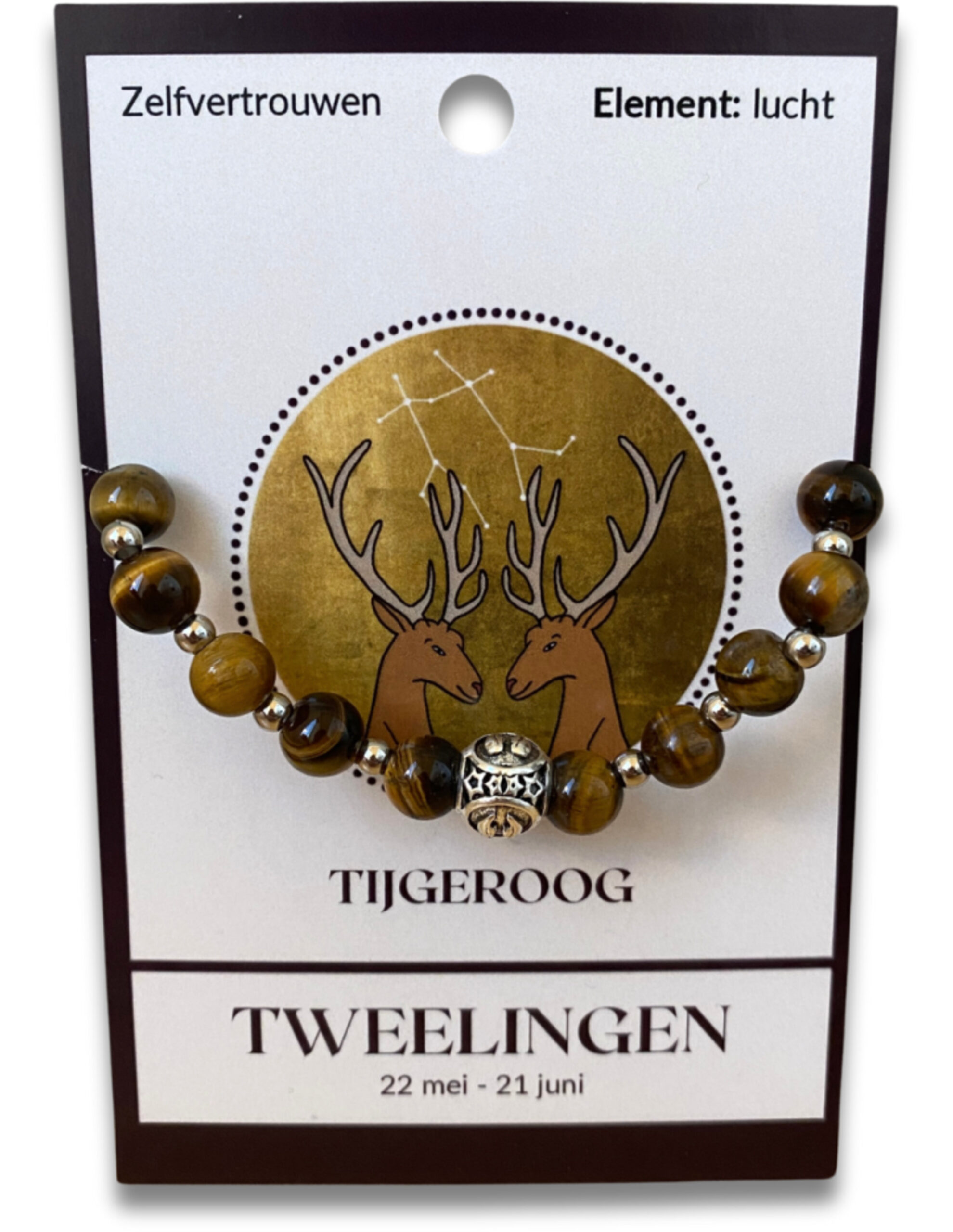 Tijgeroog sterrenbeeld armband - Tweelingen