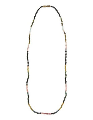 Toermalijn watermeloen collier rond 3mm